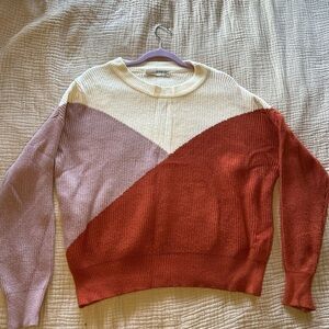 Sophie Rue Tri-Tone Sweater - Cream, Pink, and Red